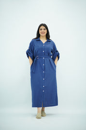 Robe En Lin Bleu indigo