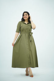 Robe en popeline Vert Kaki