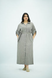Robe Gris Longue En lin