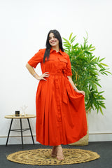 Robe Orange En popeline