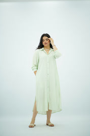 Robe chemise fluide vert eau