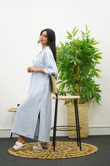 Robe Gandoura En crêpe- Bleu ciel