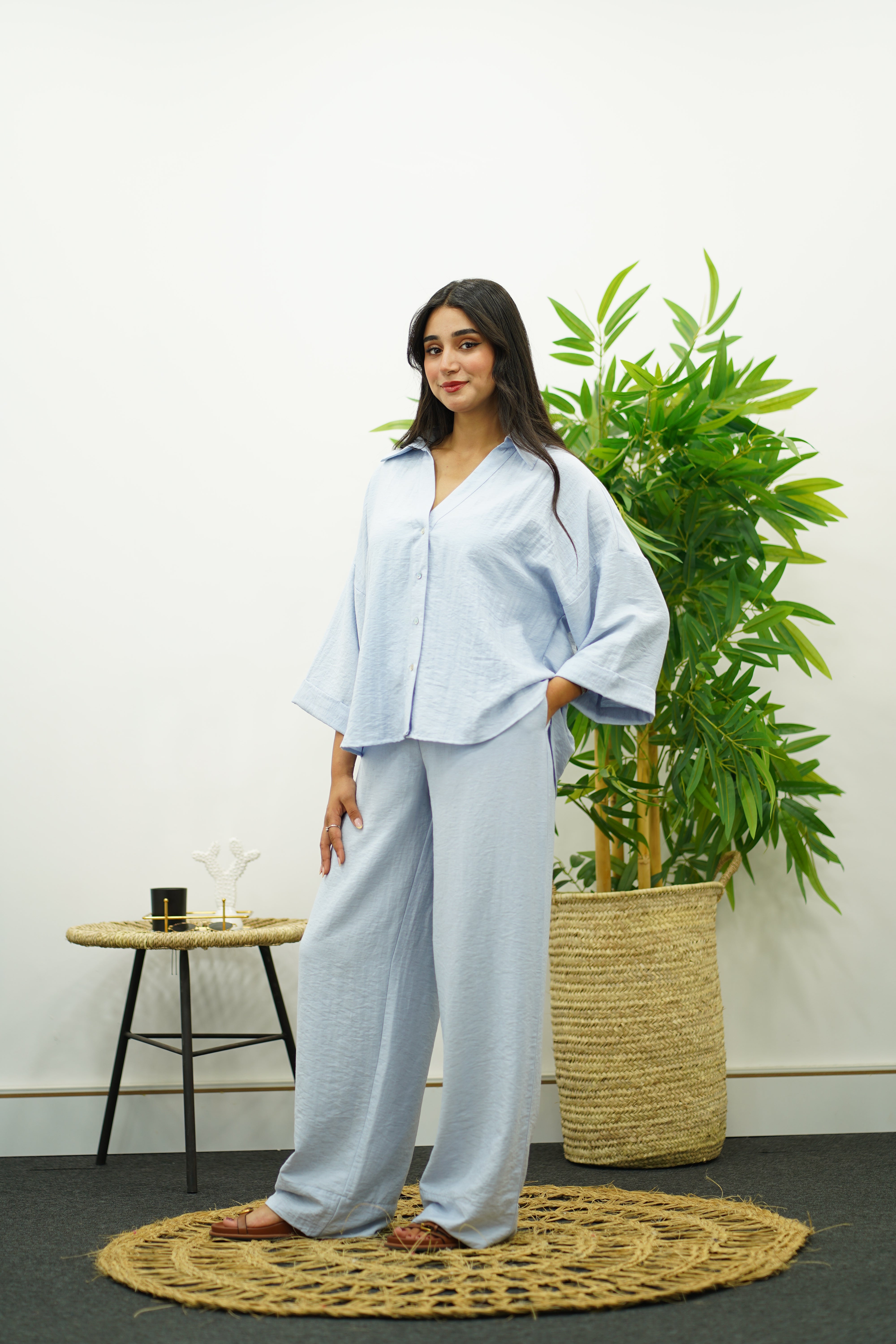 Ensemble en crêpe - Bleu ciel