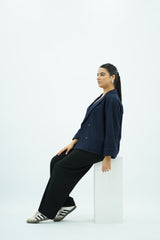 Veste Courte Oversize Bleu