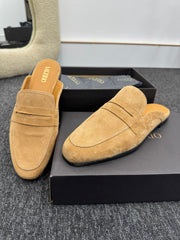 Mules en cuir daim - beige