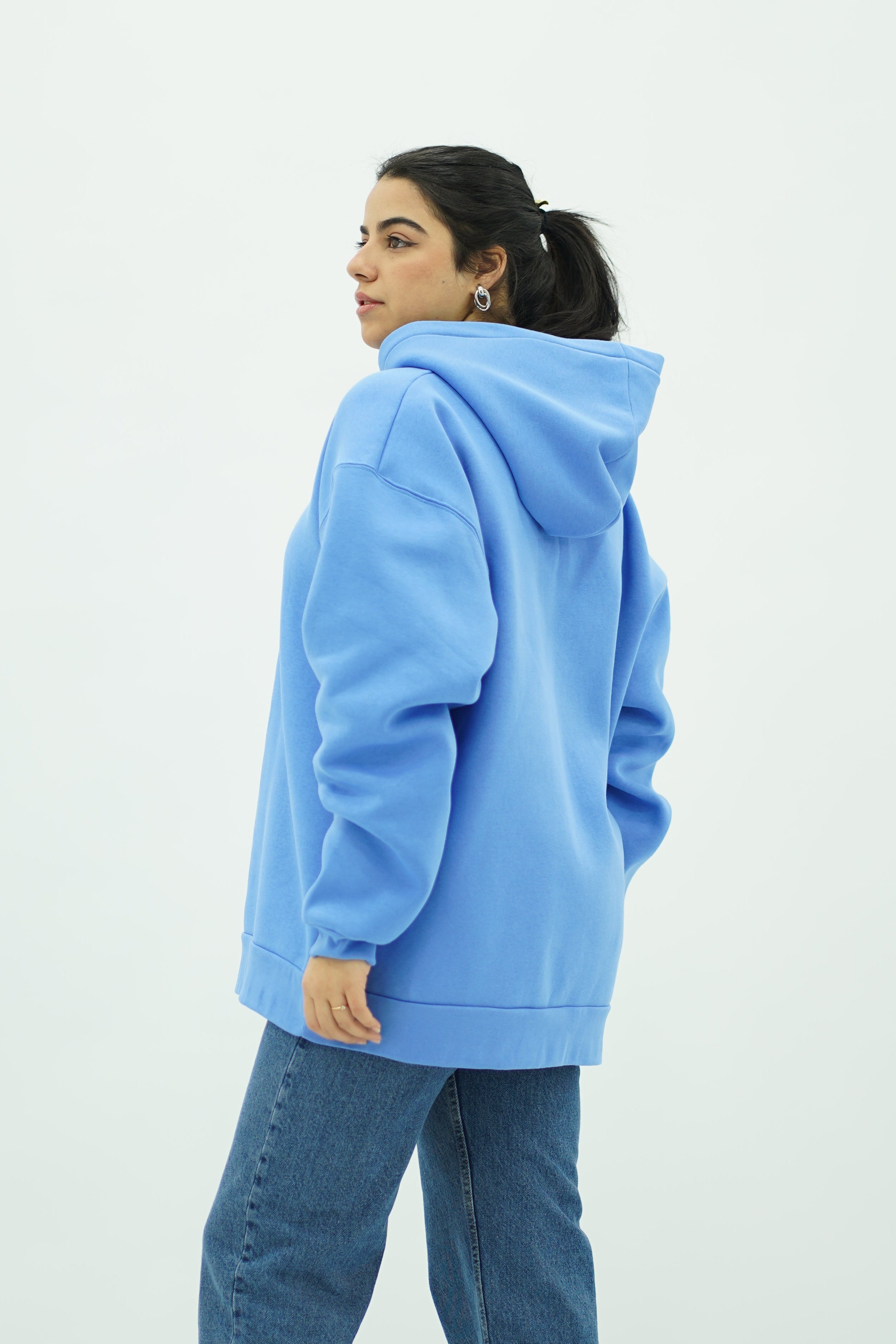 Capuche Bleu turquoise oversize
