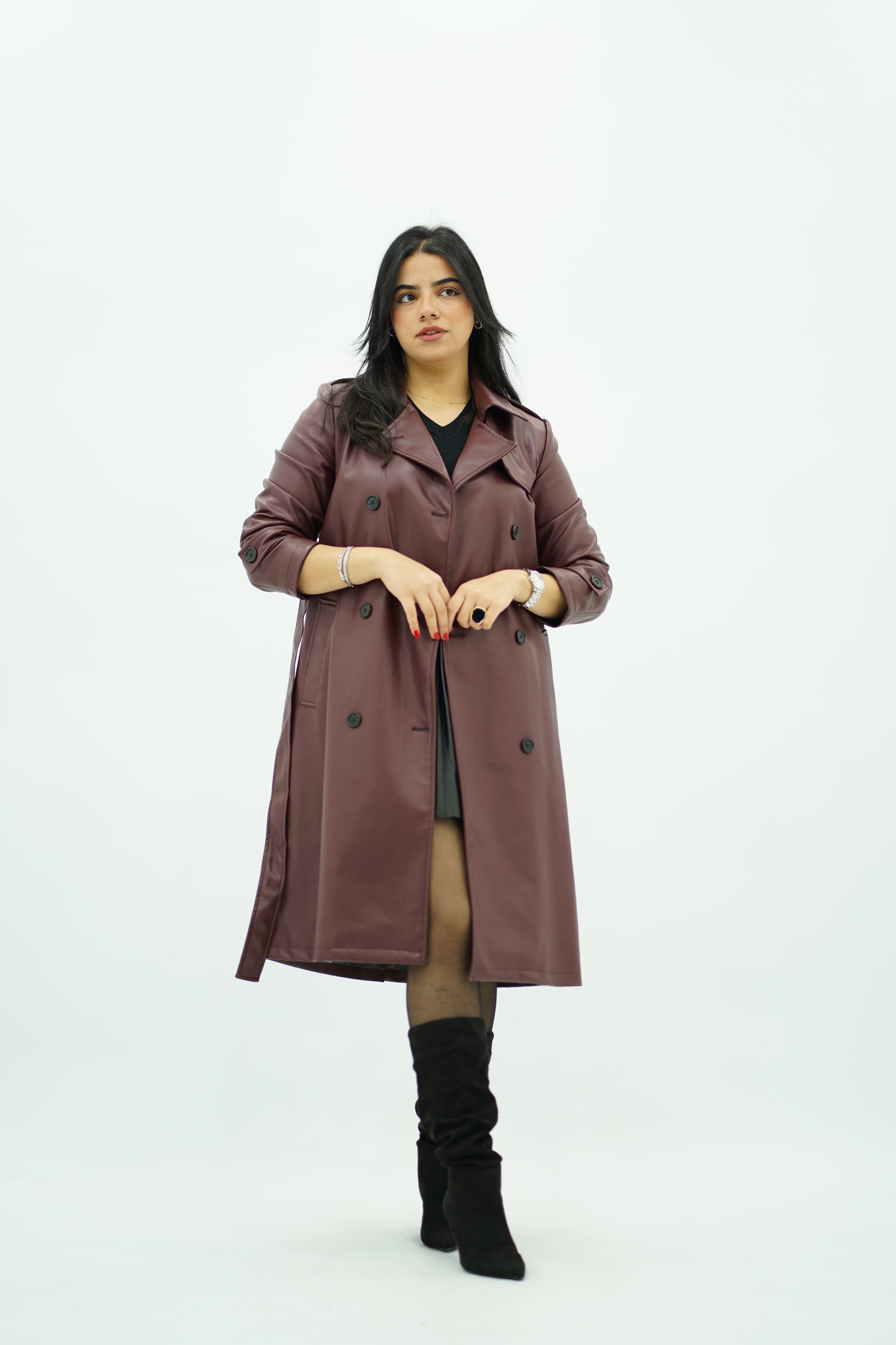 Trench coat Bordeaux en similicuir