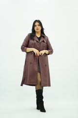 Trench coat Bordeaux en similicuir
