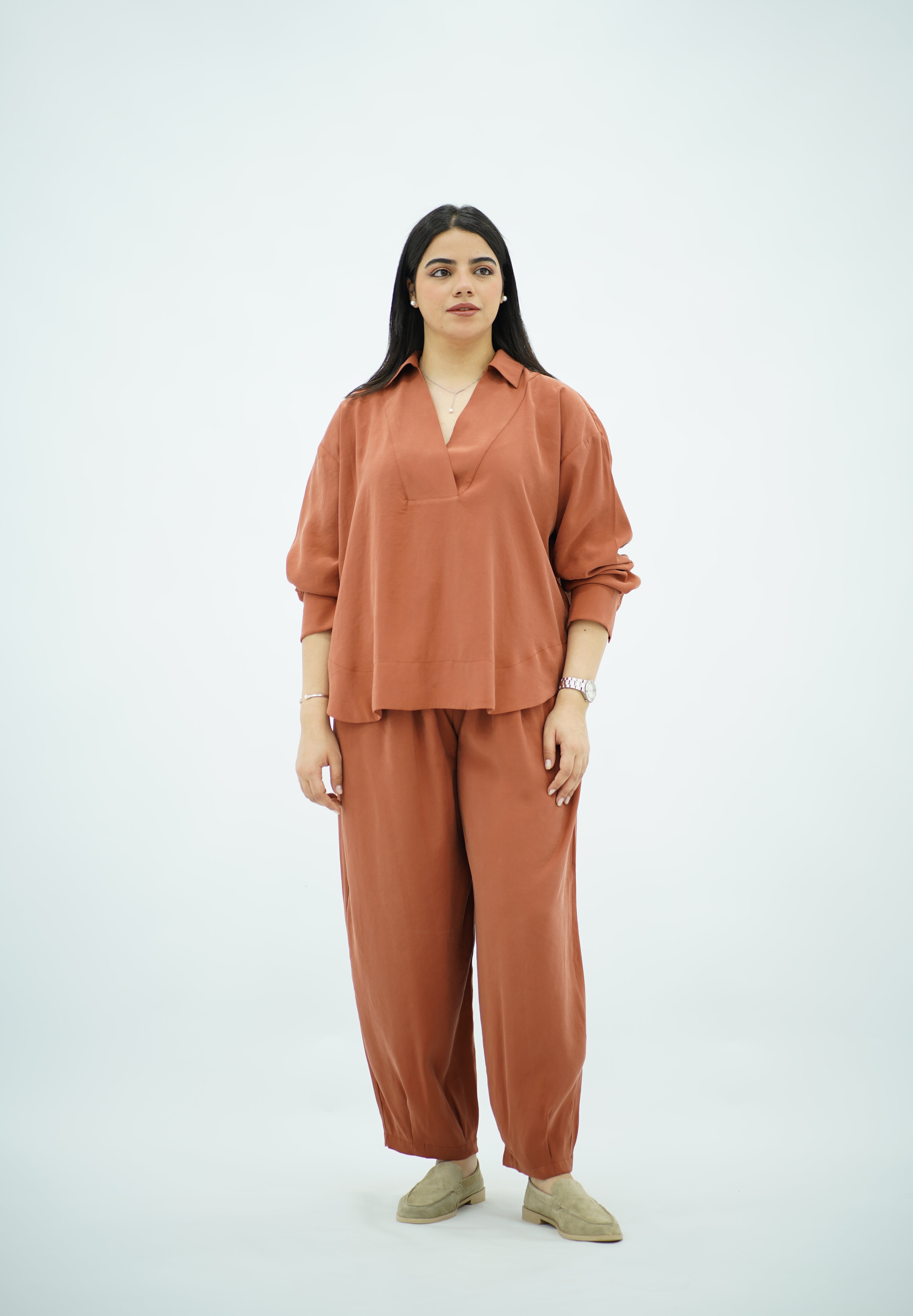 Ensemble Détente en Tencel Rouge brique