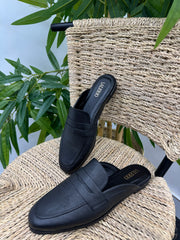 Mules en cuir 100 % véritable - noir
