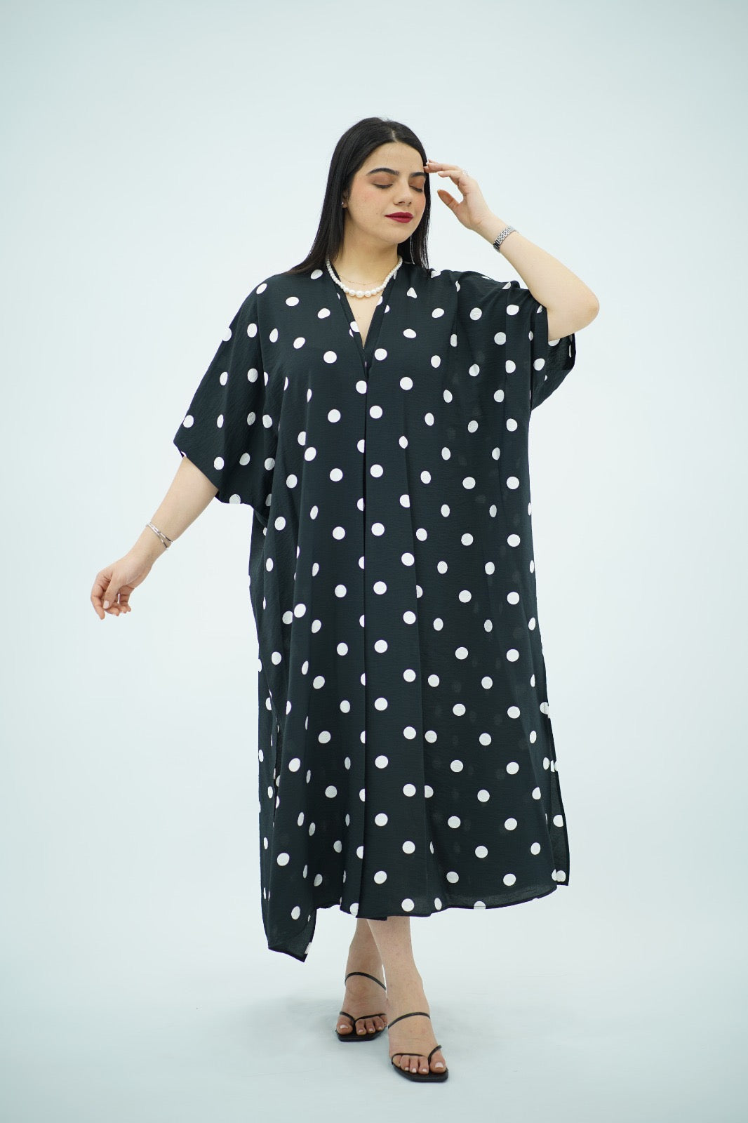 Robe Gandoura Noir à Pois
