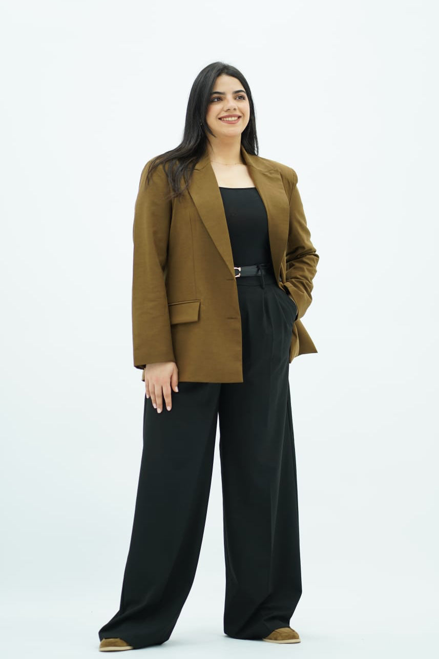 Blazer Olive avec Fente Dorsale Boutonnée