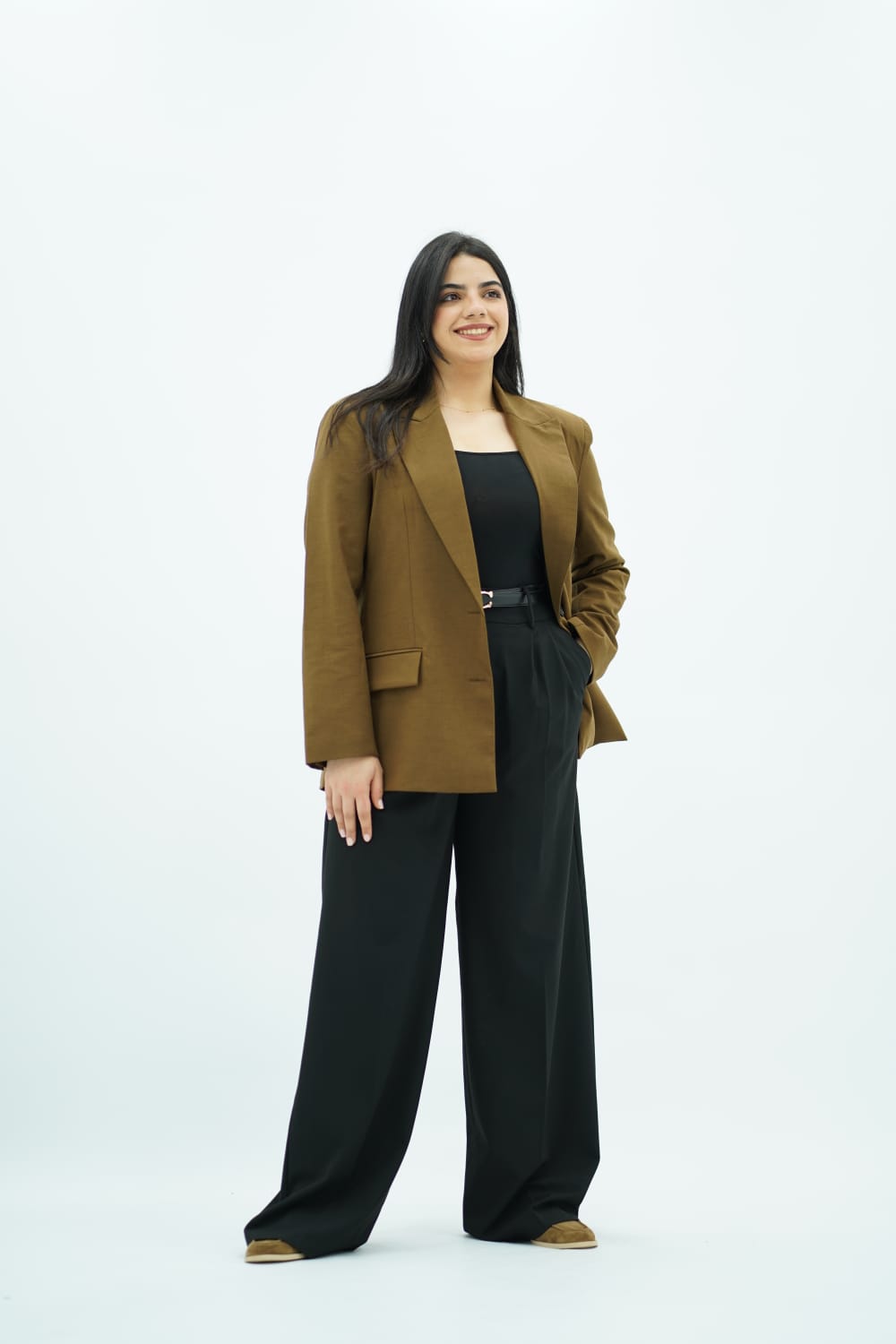 Blazer Olive avec Fente Dorsale Boutonnée