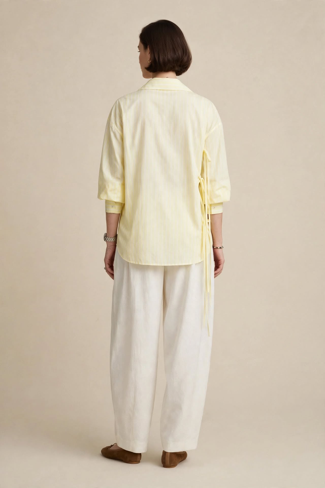 Chemisier Croisé Style Kimono à Rayures Pastel