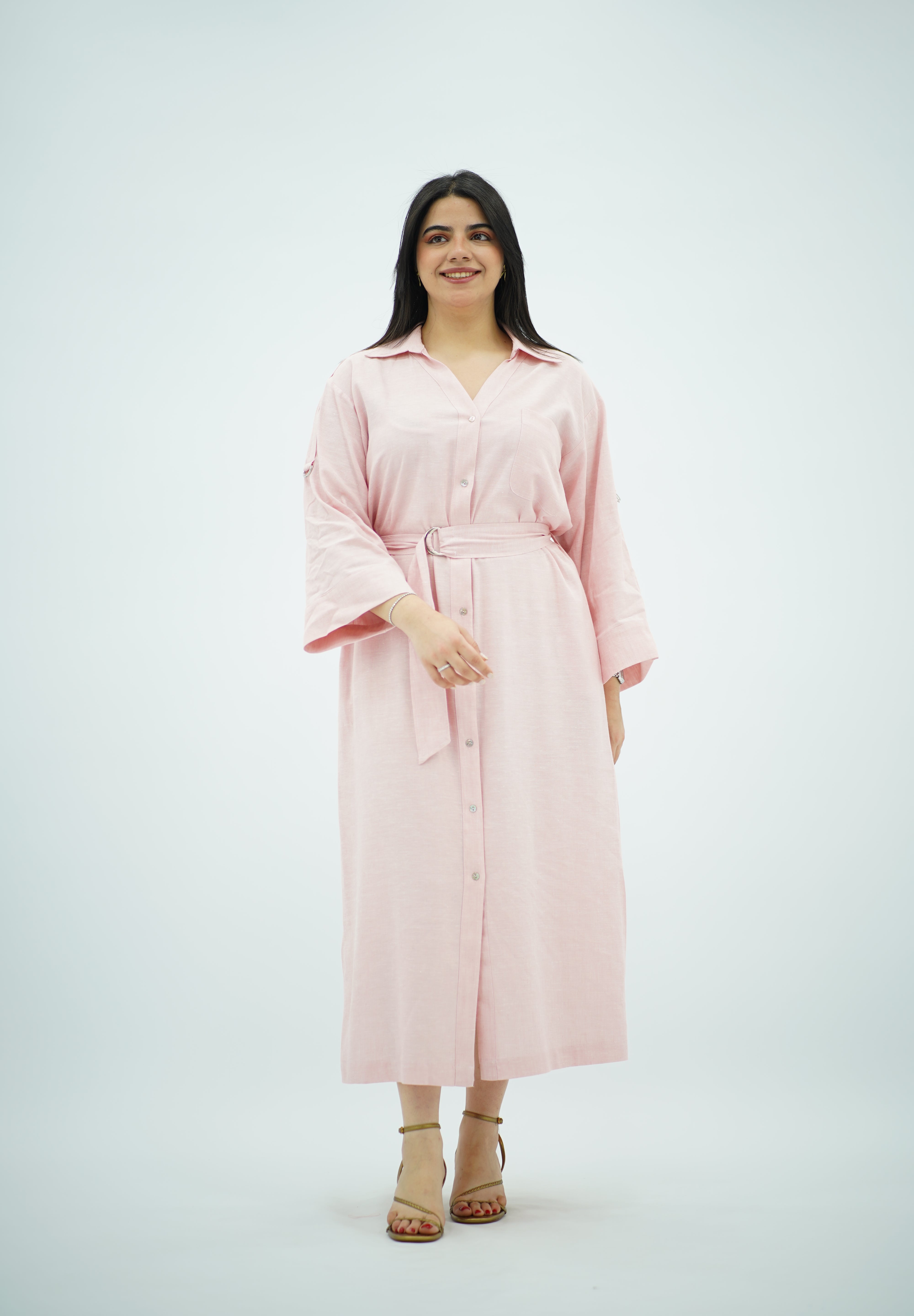 Robe en Lin Rose Poudré