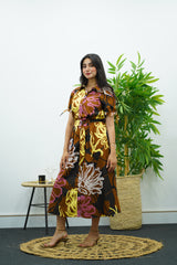 Robe chemise imprimée à fleurs abstraites