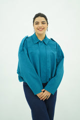 Bomber Bleu turquoise en faux daim