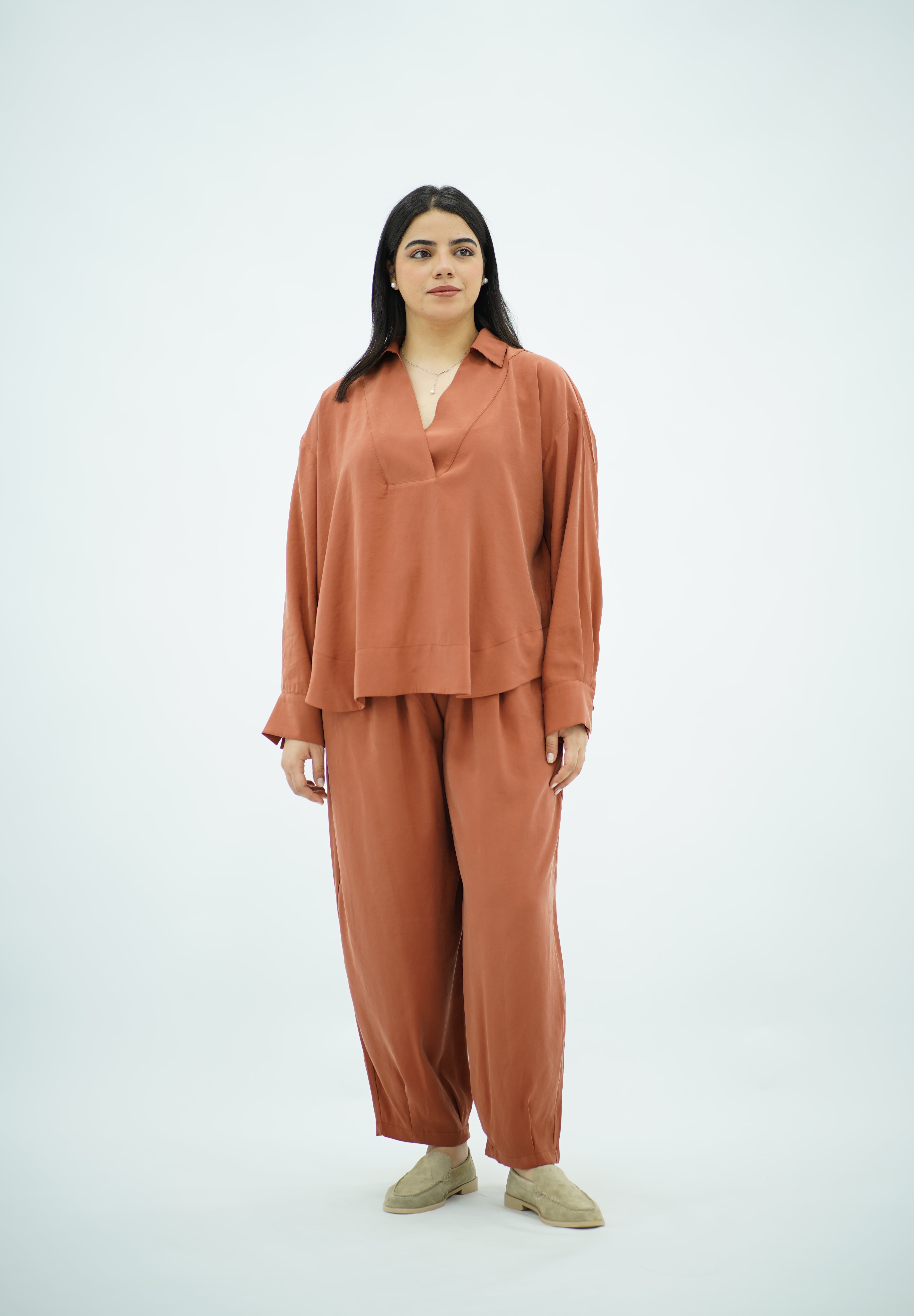 Ensemble Détente en Tencel Rouge brique