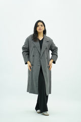 Manteau Gris oversize pied de poule
