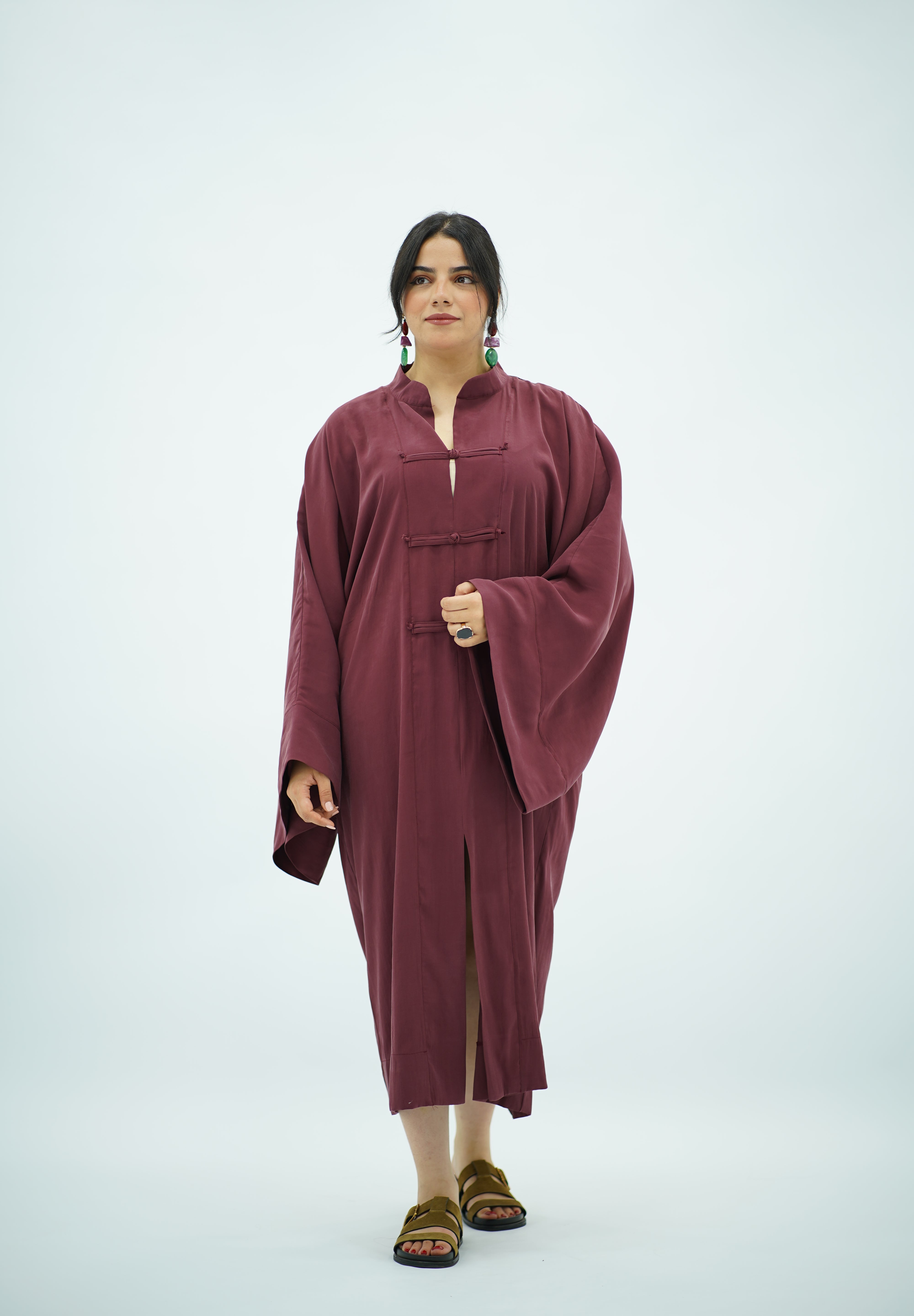 Gandoura Bordeaux en Tencel