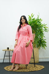 Robe ceinturée – Rose poudré élégant