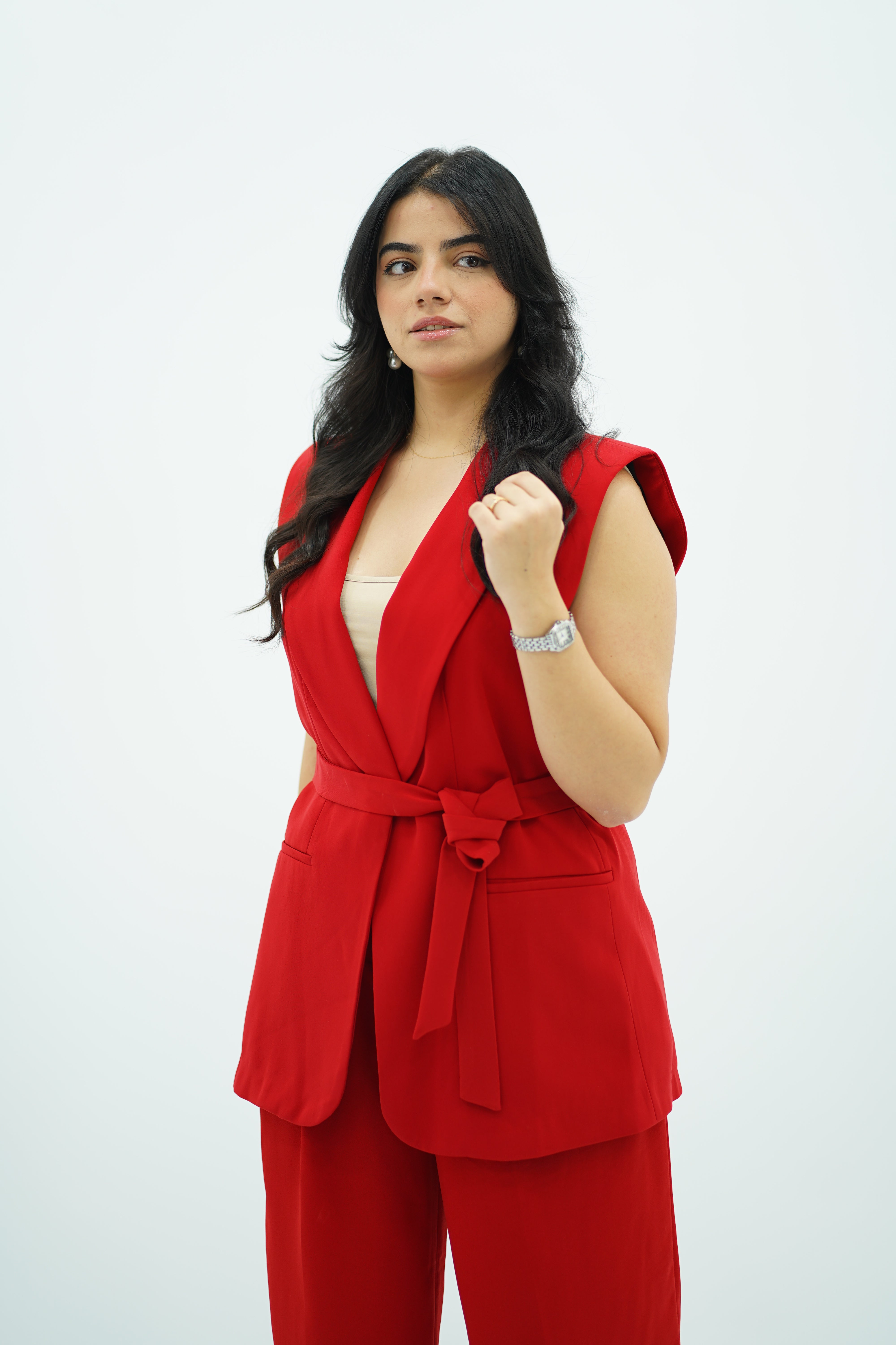 Ensemble gilet & pantalon en Rouge