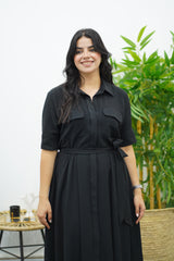 Robe Noire En crêpe