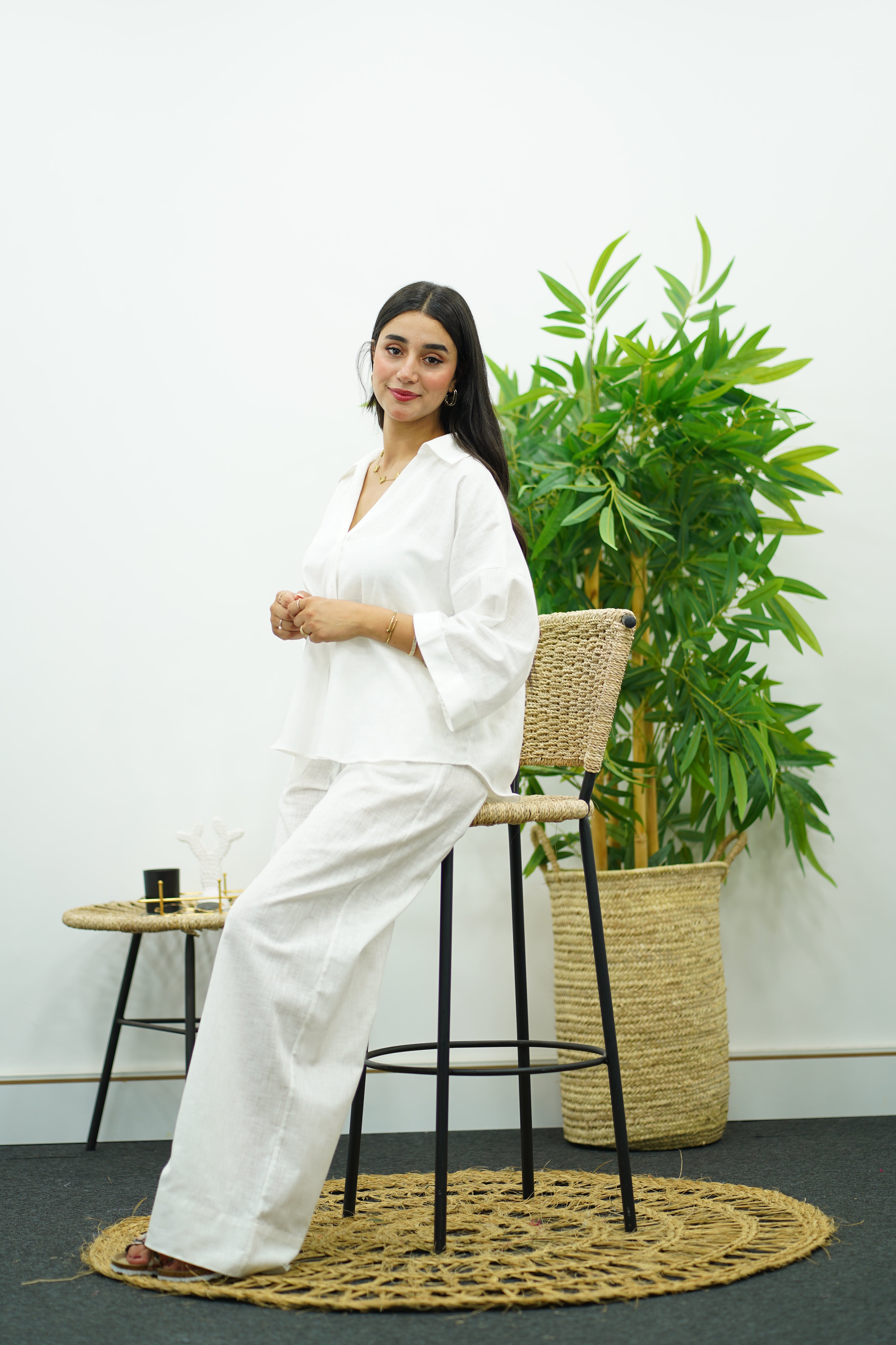 Ensemble en lin blanc