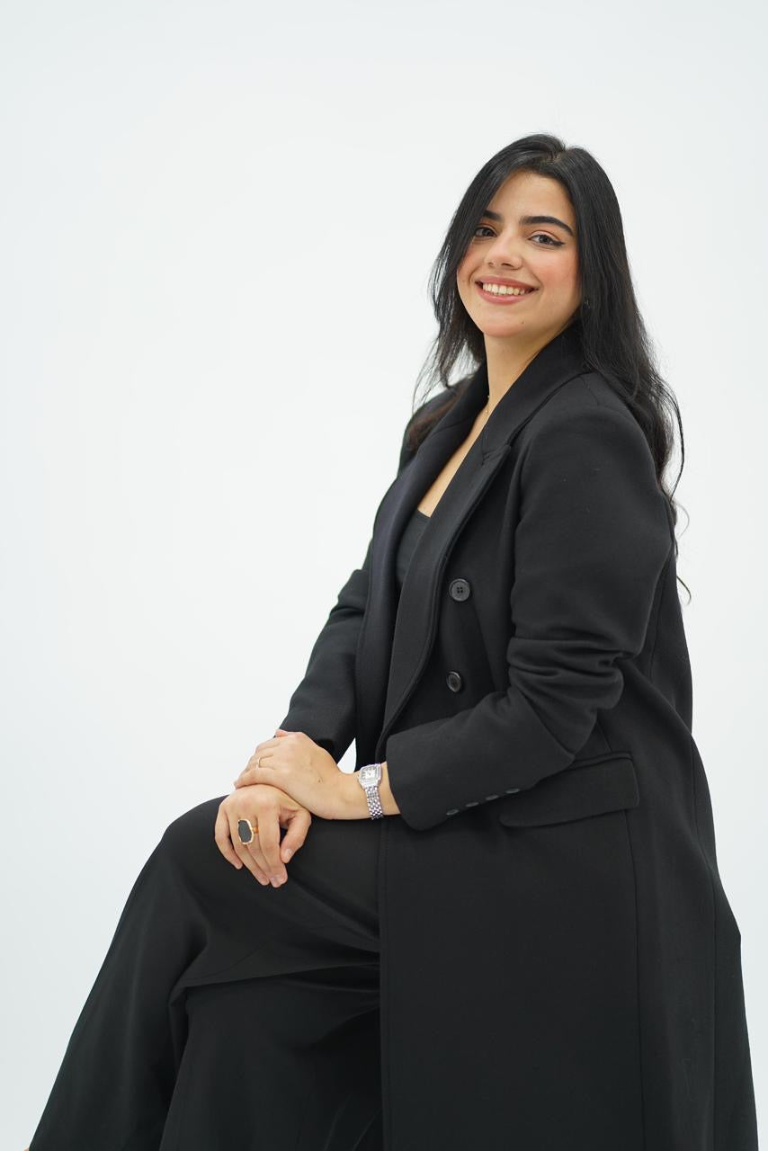 Manteau long ajusté En Noir 🖤