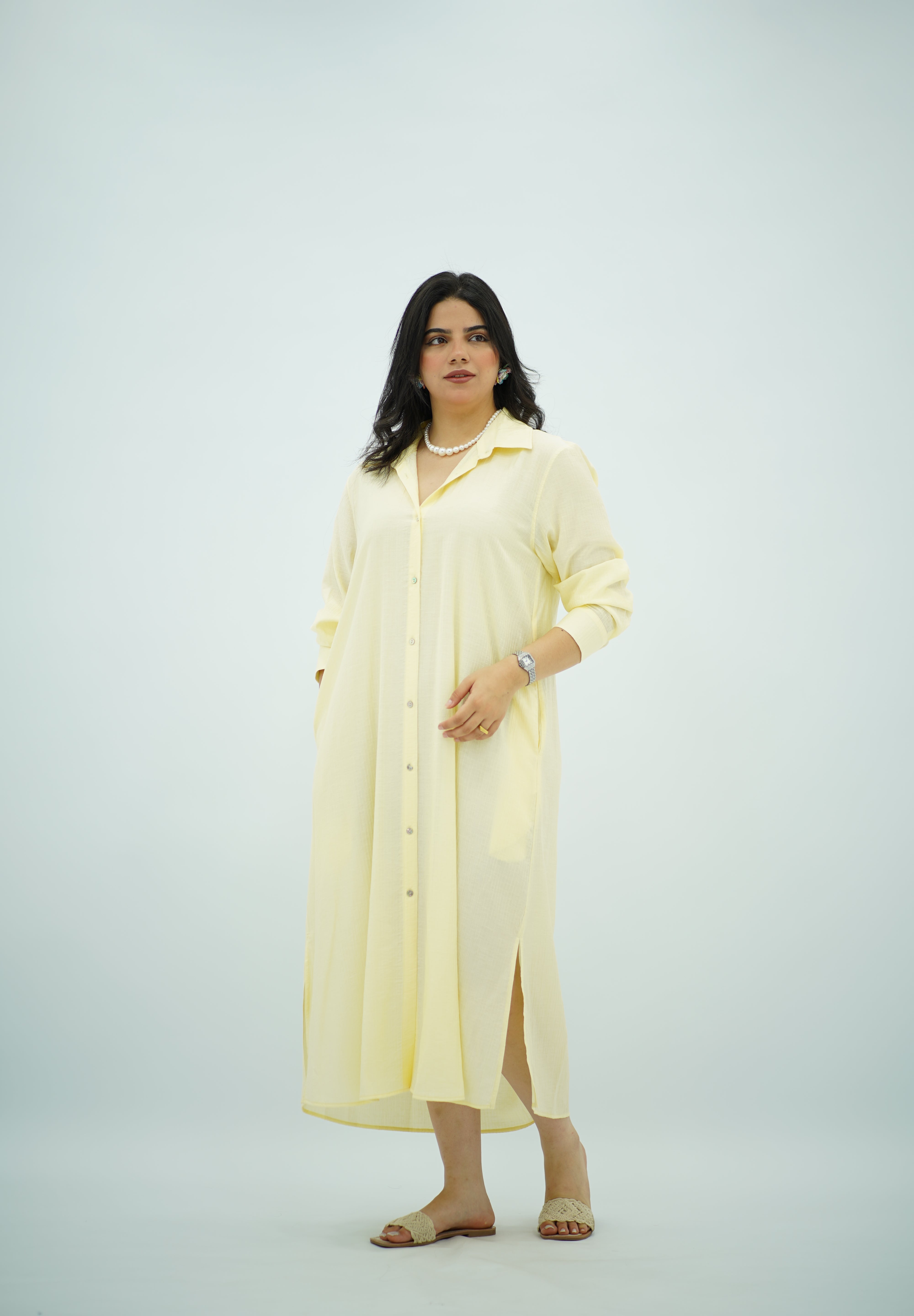 Robe fluide jaune pastel