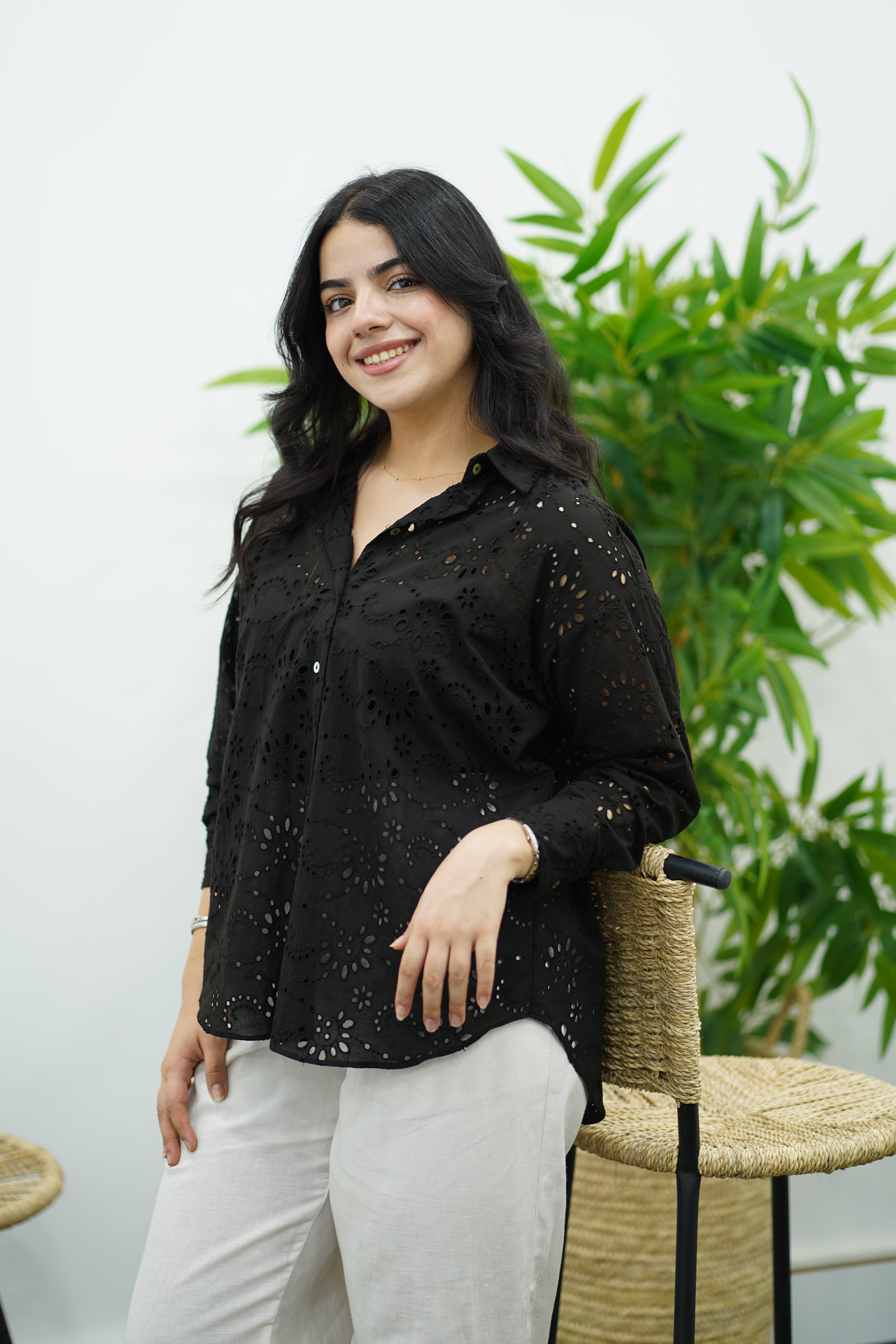 Chemise en Broderie Anglaise - noir