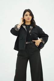 Jacket Double Face Noire & Revers Imprimé