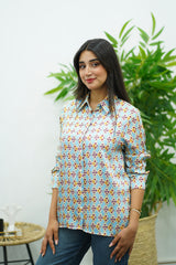 Chemise bleu ciel imprimé