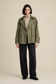 Trench Courte Vert Olive – Double Boutonnage