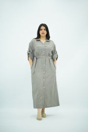 Robe Gris Longue En lin