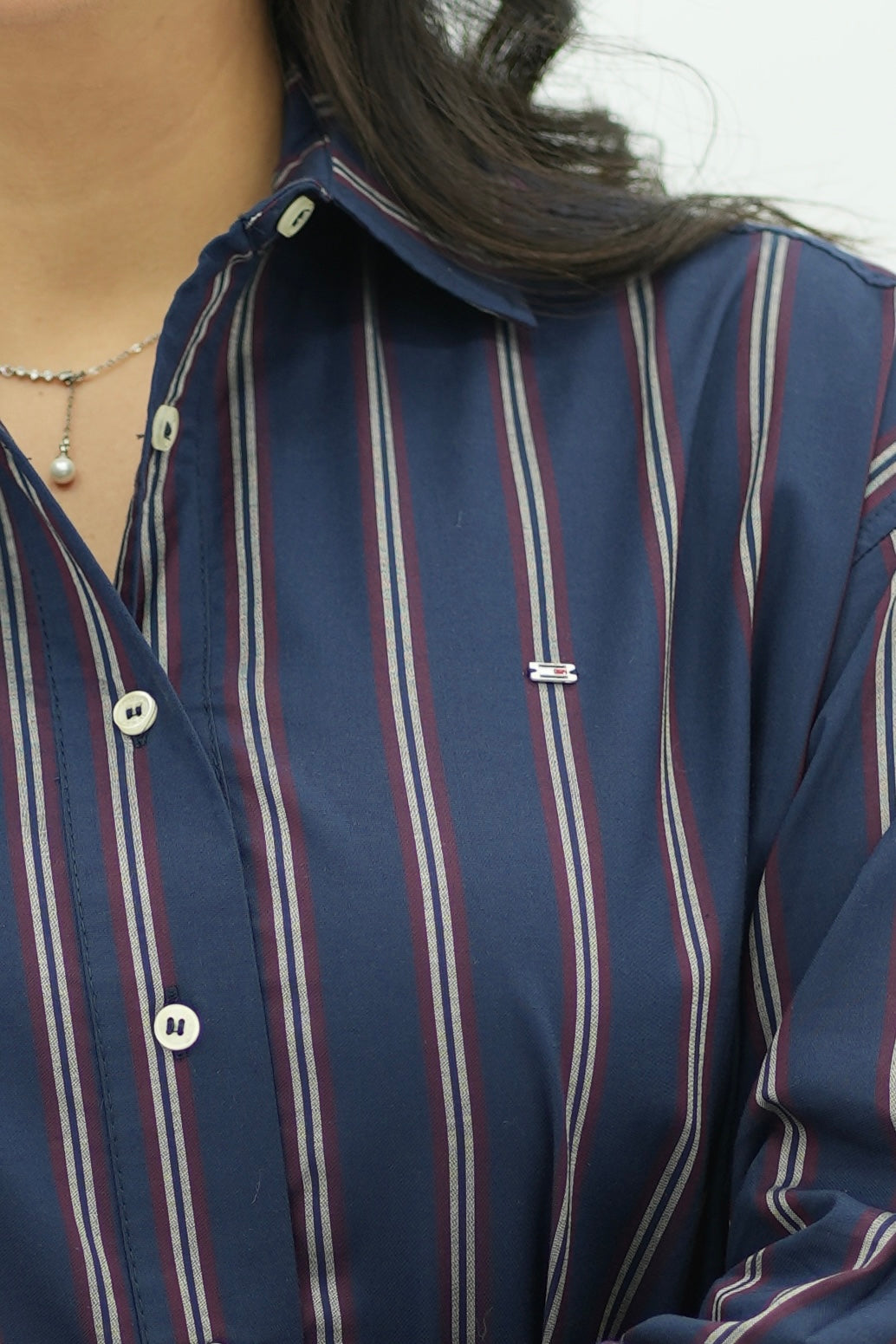 Chemise rayée bleu marine