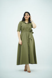 Robe en popeline Vert Kaki
