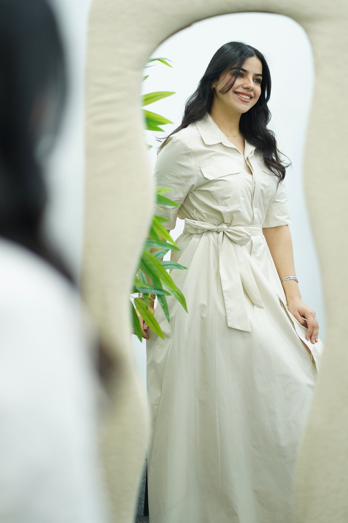 Robe En Popeline- Blanc cassé