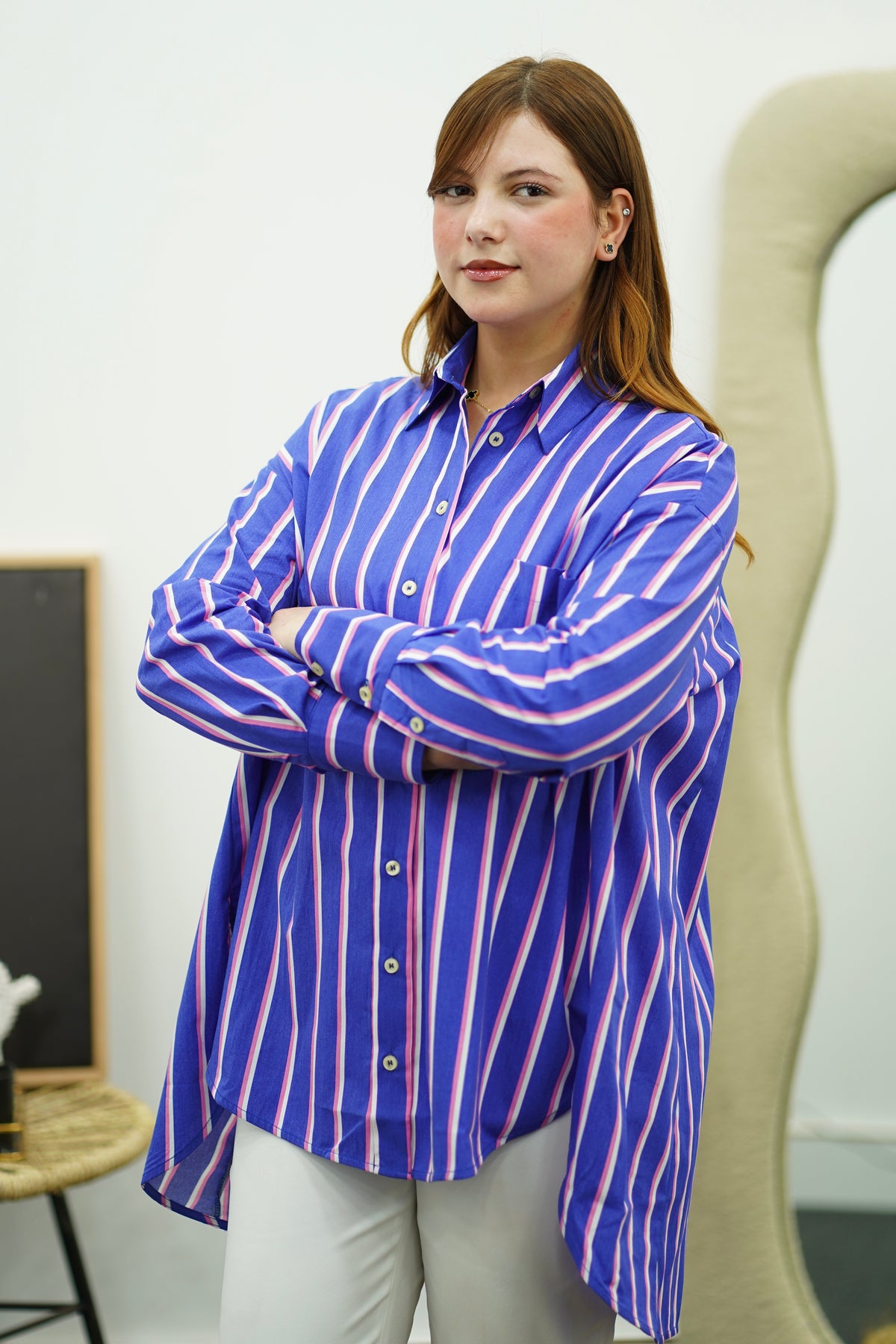 Chemise à poche Oversize en Popeline