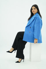 Manteau Oversize en Laine Bleu Électrique