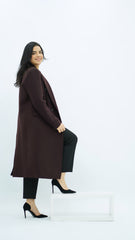 Manteau Long Ajusté Bordeaux