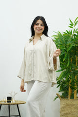Chemise oversize en Lin Rayé