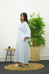 Robe Gandoura En crêpe- Bleu ciel