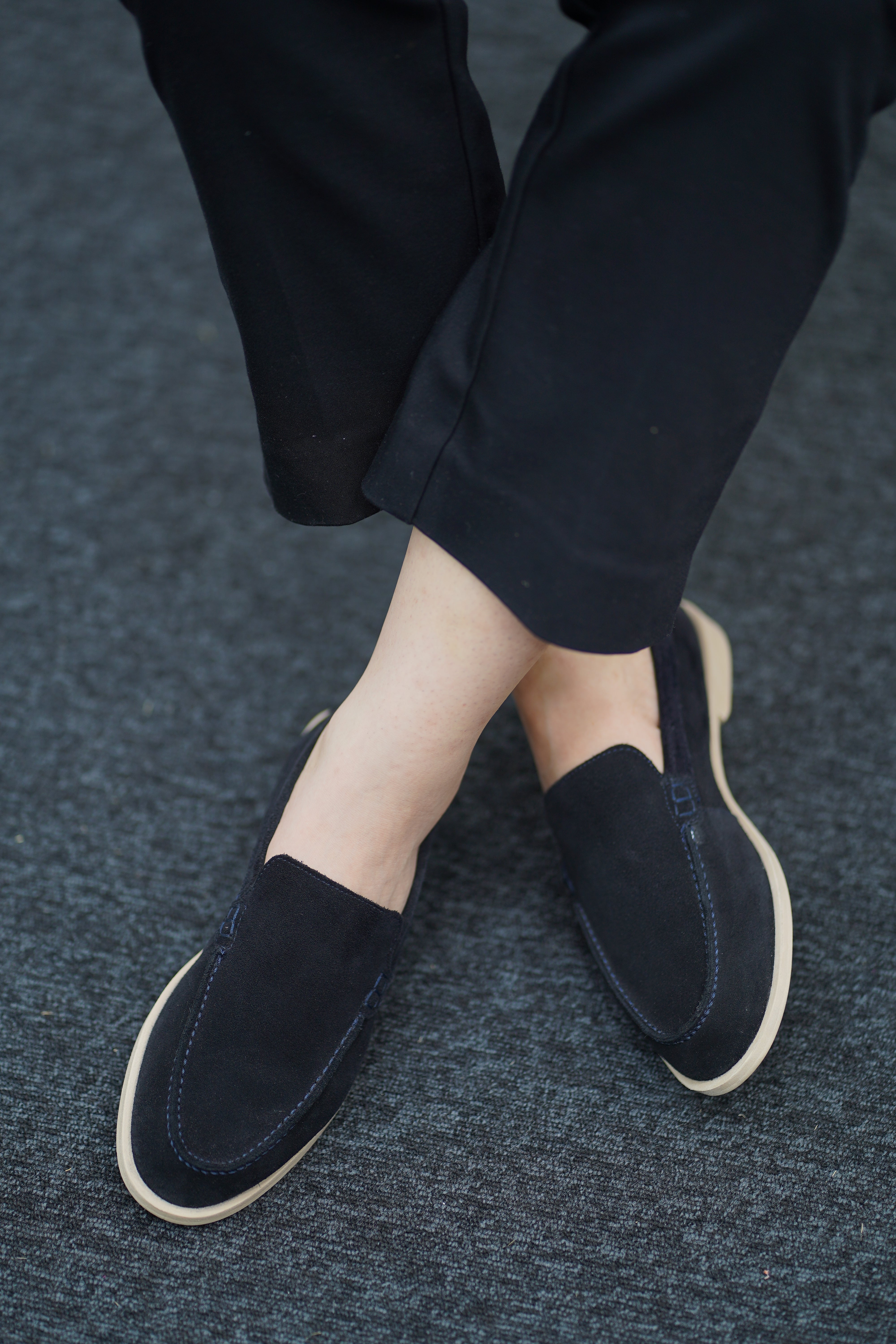 Mocassin en Daim- Bleu nuit