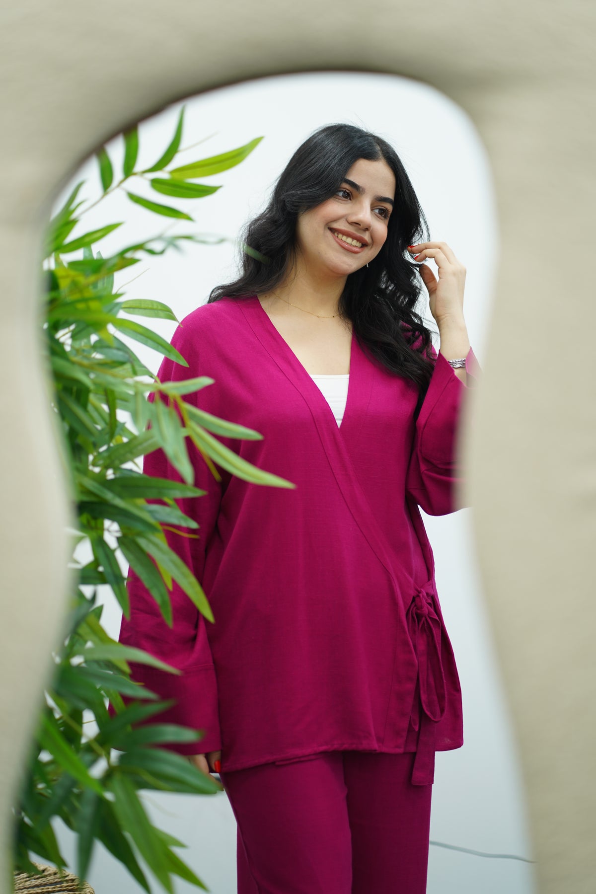 Ensemble en Lin - Rose Fuchsia