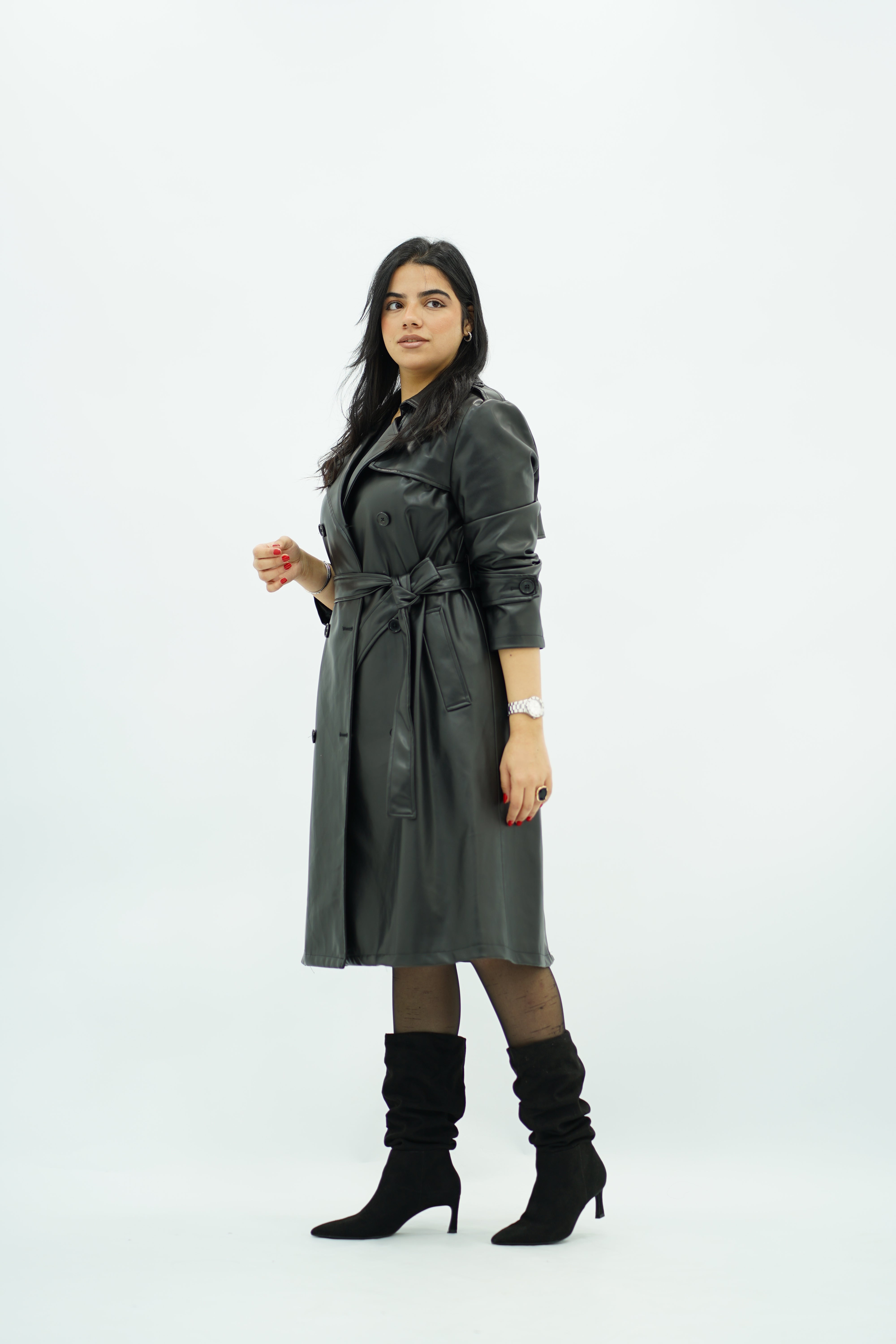 Trench Noir en similicuir