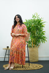 Robe longue à imprimé ethnique multicolore