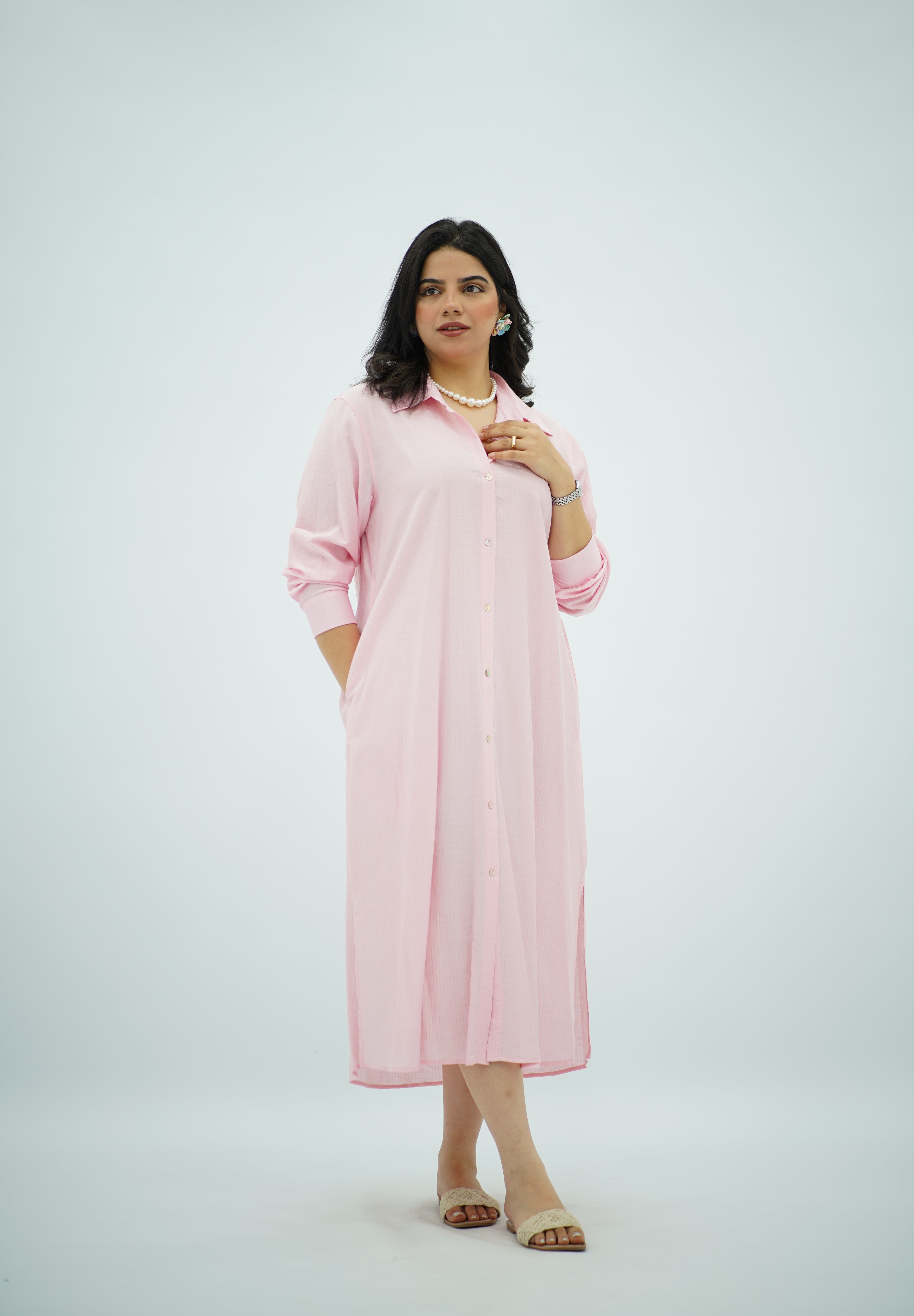 Robe chemise fluide Rose