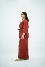Ensemble En crêpe plissé Rouge brique