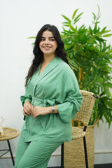 Ensemble fluide en lin style kimono